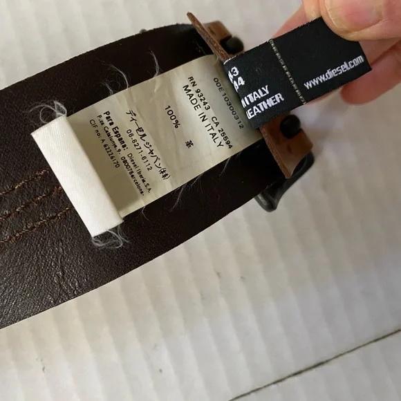 Diesel Threey Vintage Tan Leather Belt Size 34/90 - Picture 10 of 16